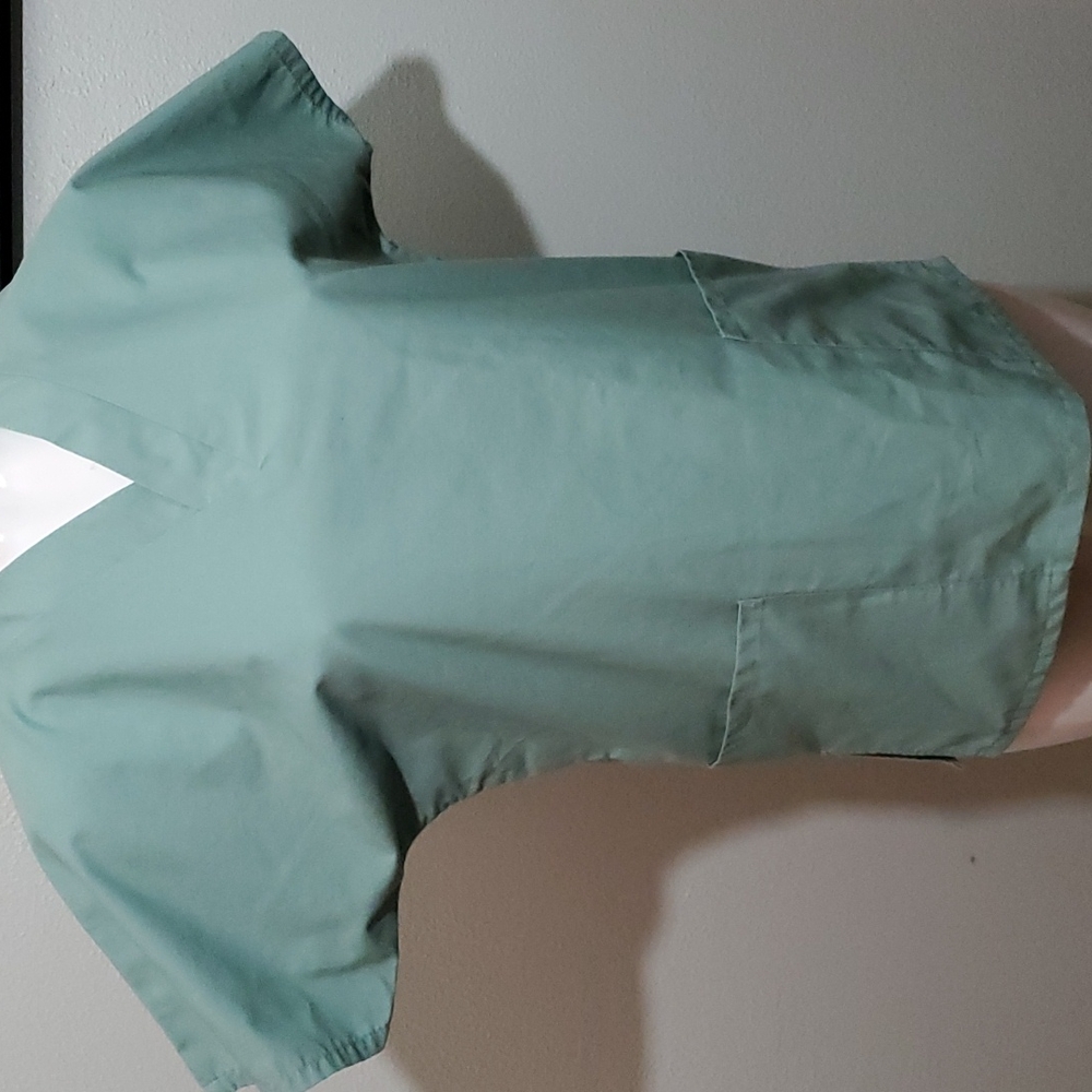White Swan FUNDAMENTALS Green 2-Pocket Short-Sleeve V-Neck Scrub Tunic-EUC-Sz XS